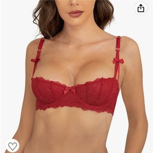 NWOT Lace Unlined Balconette Demi-Cup Underwire Sheer bra